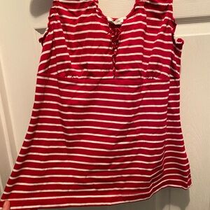 Dressbarn, Top, Red and White Sleeveless Tank Top with Flirty Sexy Tie Front